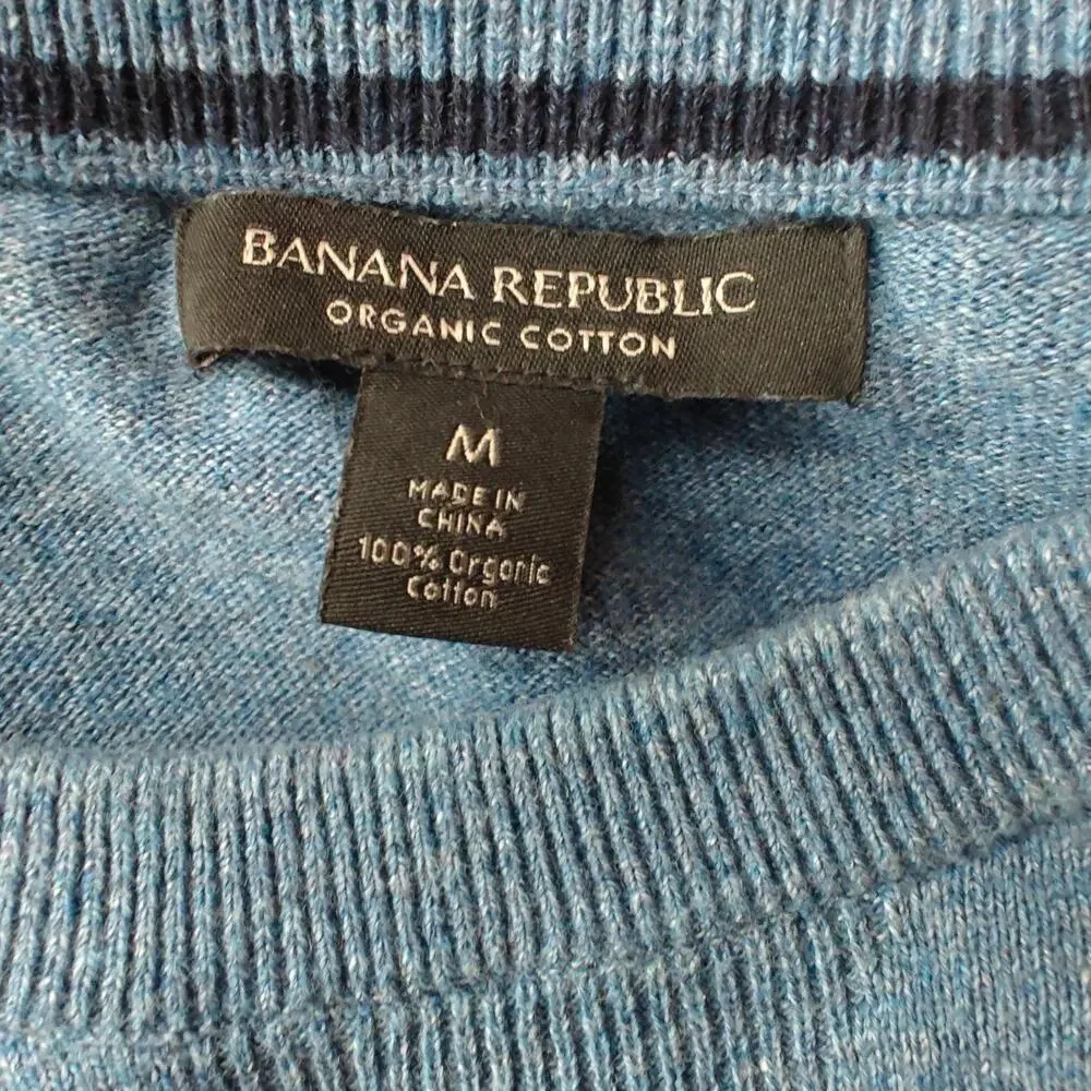 Banana Republic Blue Organic Cotton Crewneck Sweater Mens M